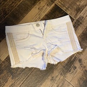White jean shorts
